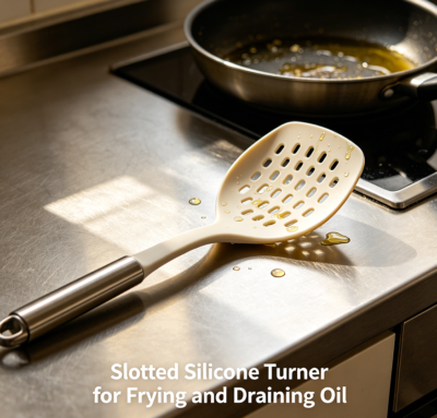 Slotted Silicone Turner for Frying and Draining Oil