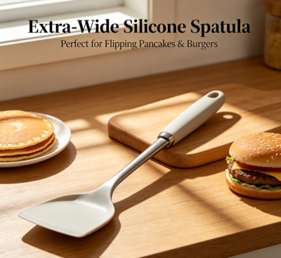 Extra-Wide Silicone Spatula for Flipping Pancakes and Burgers